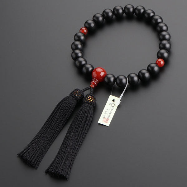 日本京都制黑檀 红玛瑙佛珠手串男用东密手持念珠代购