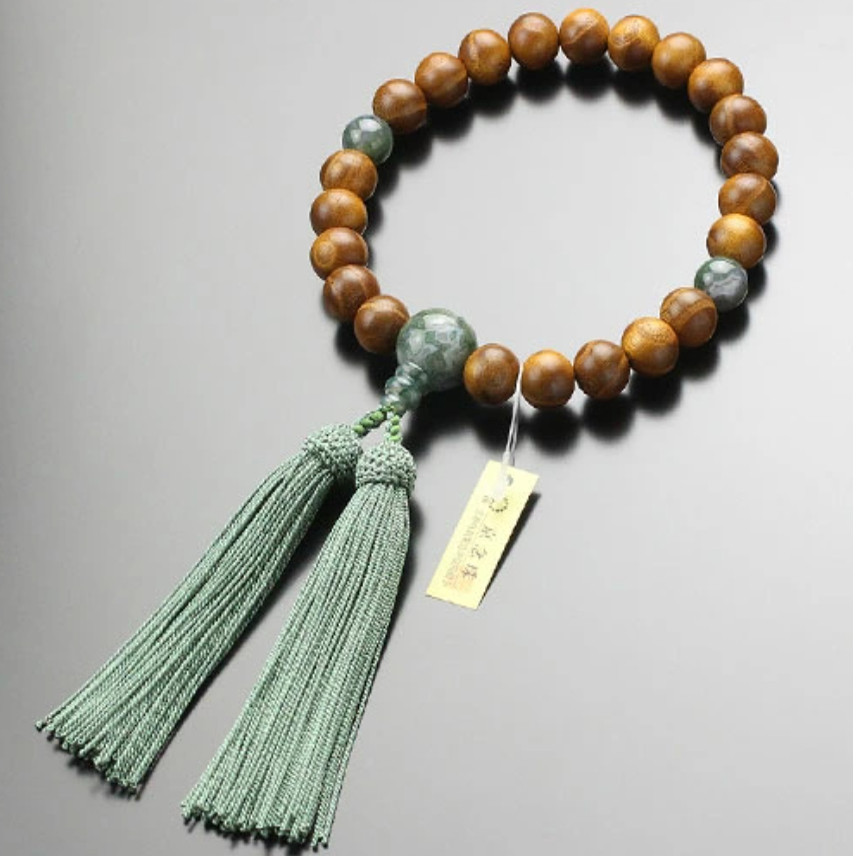 日本京都制作桑树 青苔玛瑙 佛珠手串男用东密手持念珠