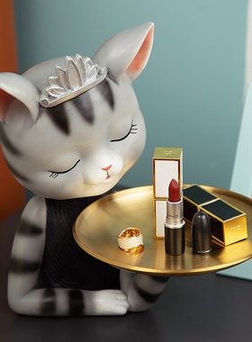 慧心巧聚摆件猫咪公主糖果零食盘钥匙收纳玄关小摆设家居饰品礼物