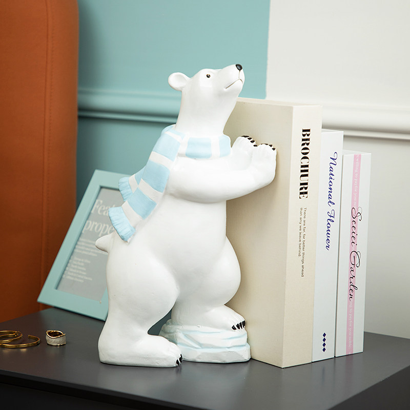 慧心巧聚北熊门挡器创意树脂装饰品门阻儿童房书挡爱书立