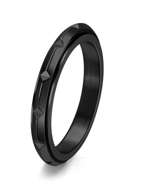 素圈3mm极细钛钢男戒指菱角可转动食指环时尚小众玫瑰金女尾戒指