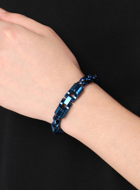 欧美嘻哈风圆柱形珠宝扣可转动解压花篮链不锈钢男士手链项链