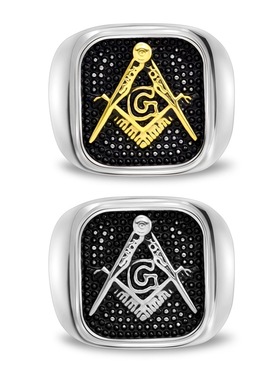 欧美个性复古做旧共济会钛钢戒指男士朋克霸气嘻哈不掉色食指环男