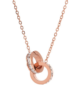 韩版个性冷淡风钛钢双环吊坠女极简风个性女生镶嵌锆石短款锁骨链