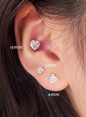 3pcs Ear Stud Earring Sets简约桃心点水钻耳钉超闪锆石小耳钉