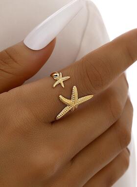 Finger Ring Jewelry欧美海星开口可调节戒指套装海洋度假女指环