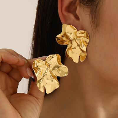 Women Earring Ear Stud Gifts Jewelry褶皱耳环女质简约耳钉耳饰