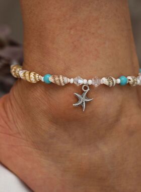 Foot Chain Bracelets米珠瑜伽脚链手链沙滩吊坠贝壳水晶珠脚饰