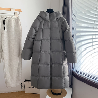 超轻无胆90白鸭绒中长款羽绒服女