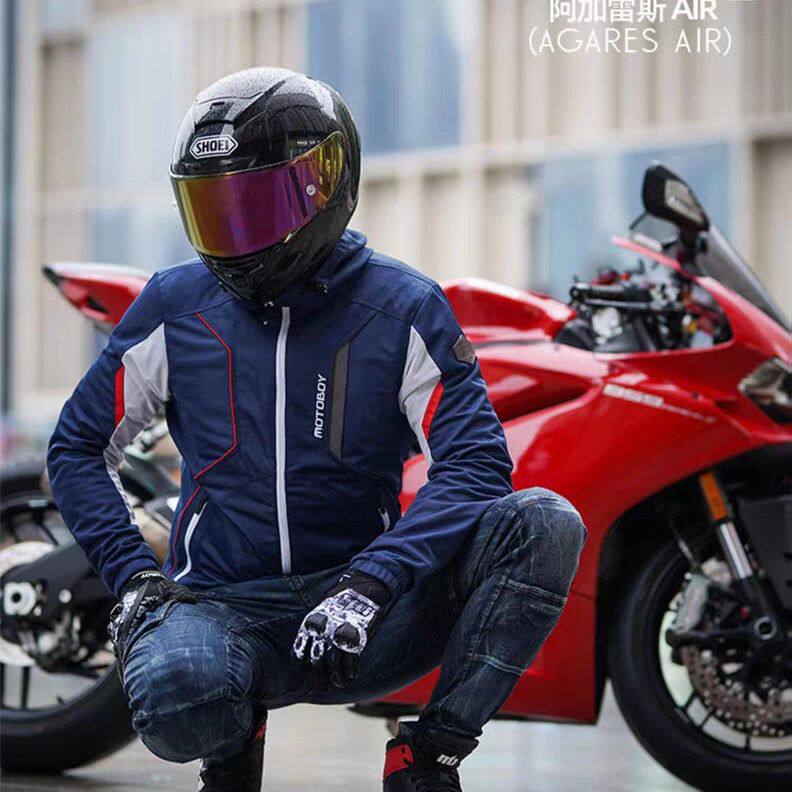 motoboy摩托车骑行服夏季男透气网眼机车赛车服休闲骑行装备防摔