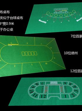 家用娱乐扑克牌无纺桌布 德州扑克家用筹码台布 90x180CM尺寸