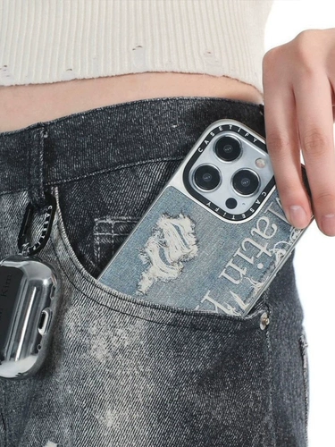 Совместимый чехол для телефона, минималистичная модная элитная джинсовая защитная защитная сумка, Южная Корея, iphone, 14/13, зеркальный эффект, защита при падении