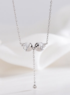 纯银韩版亲嘴鱼百搭时尚风锁骨链