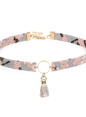 和风复古流苏扇子手工锁骨链