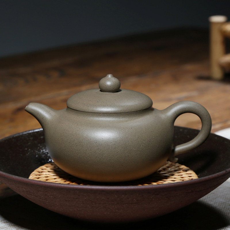 宜兴紫砂壶名家纯手工壶吴竹霞表弟董盛乐260cc原矿砂皮青含香壶