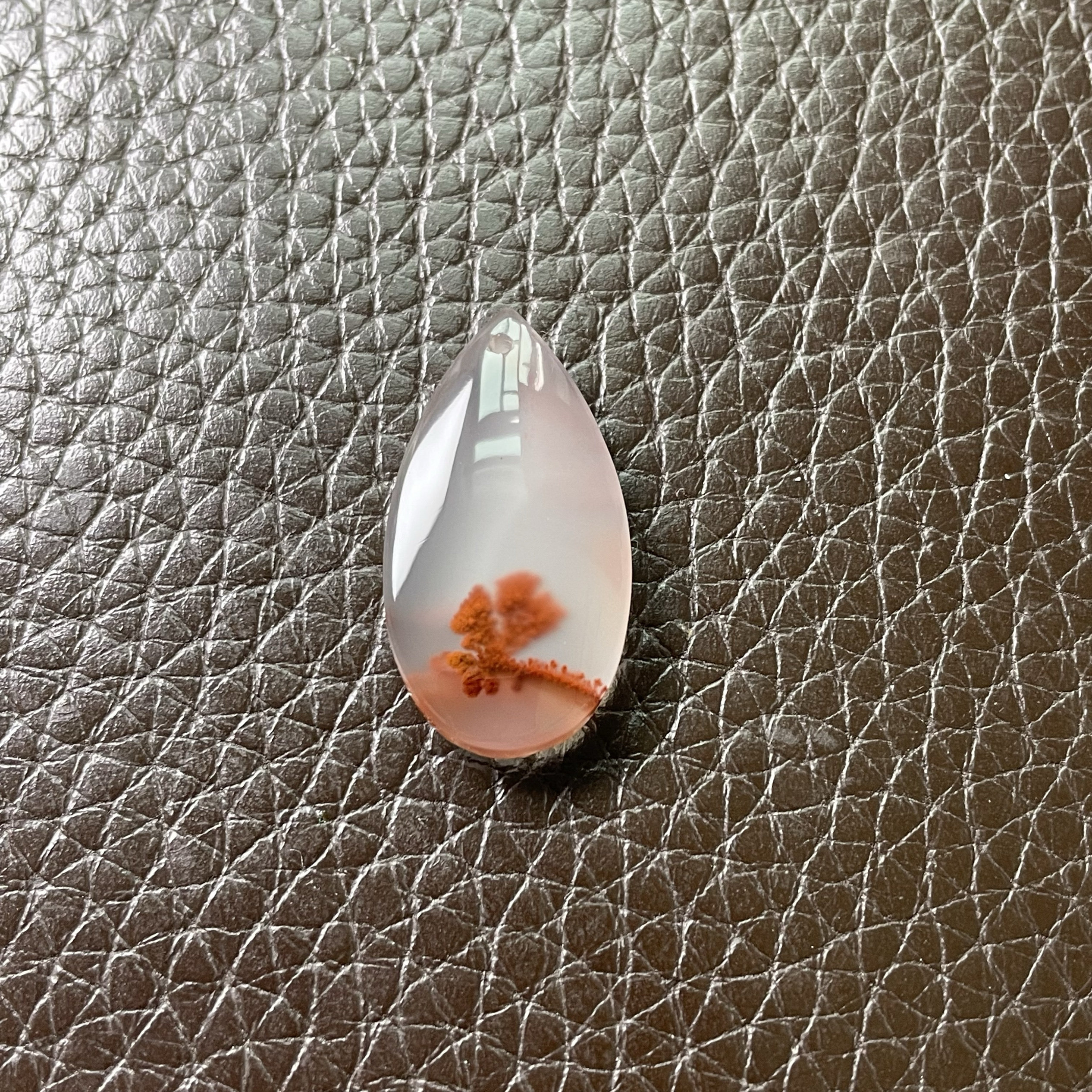 南红天然原矿草花像形一棵树水滴吊坠