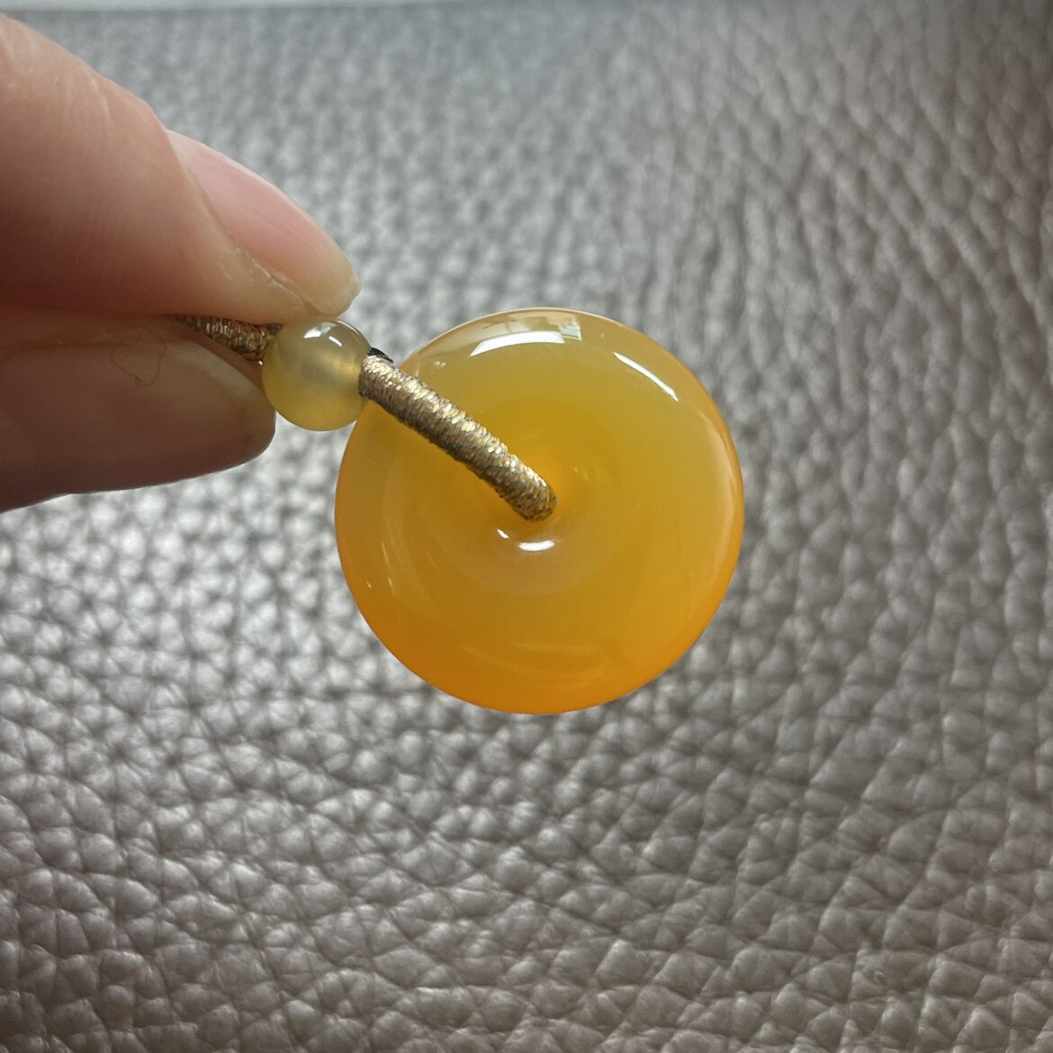 天然缅甸黄龙玉鸡油黄平安扣吊坠