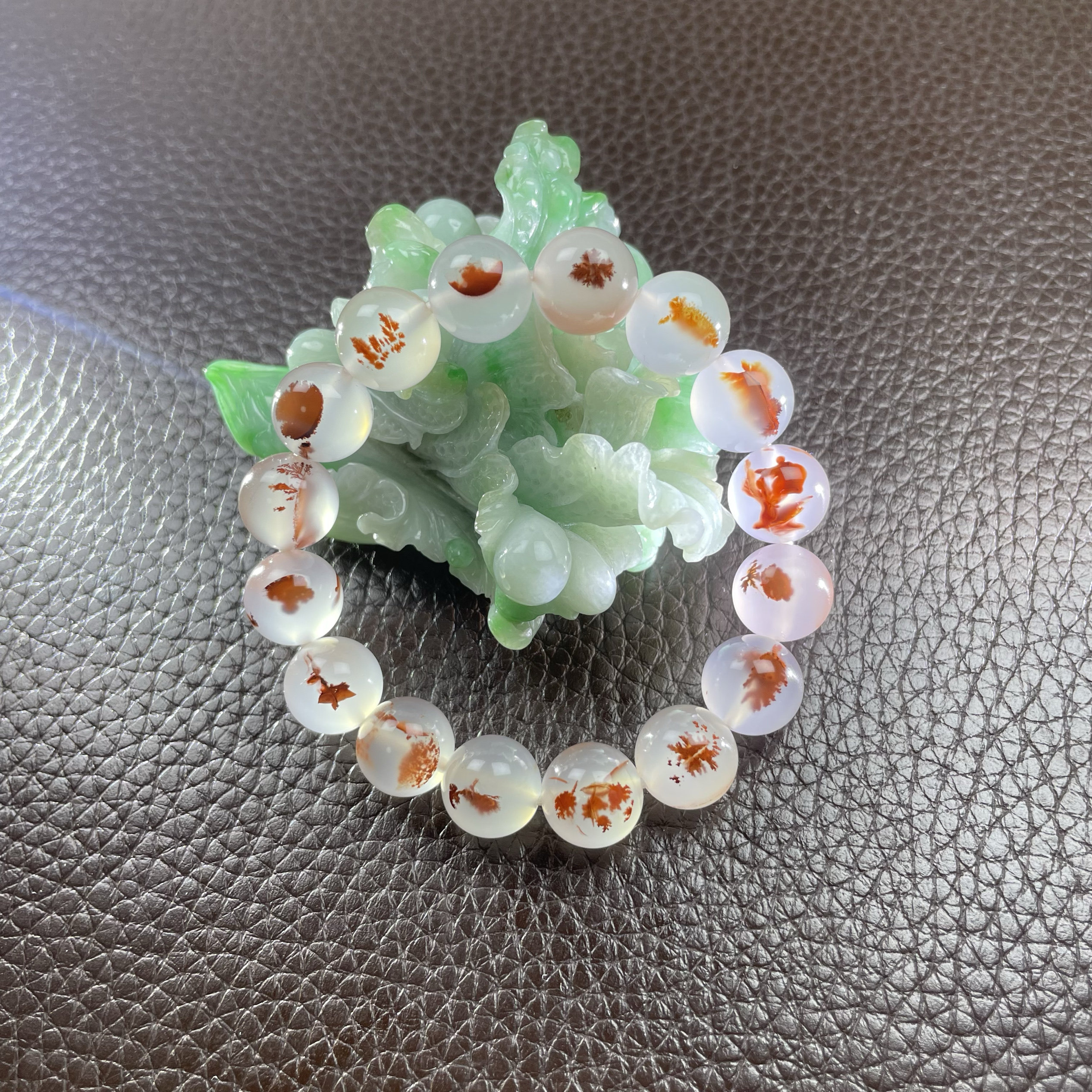 天然原矿南红冰飘意境草花珠子手串手链