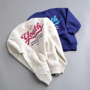 160 19129儿童印花加绒保暖卫衣 2025秋冬男女童宽松休闲套头衫