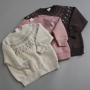 19128多色男女童秋冬加绒保暖卫衣儿童圆领汉堡鲨鱼套头衫 160