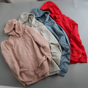 高棉薄绒卫衣女春秋正肩拉链开衫长袖外套运动休闲多色连帽卫衣