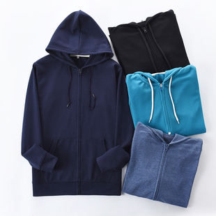 加大码 男士 新品 外套 包邮 纯色连帽舒适卫衣休闲拉链宽松开衫 秋季