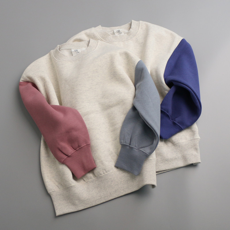 UDL009儿童棉绒套头衫春秋冬男女童55棉加绒圆领休闲卫衣100-160