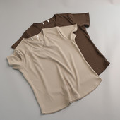 T恤宽松显瘦 韩系简约大弹力垂感舒适凉感短袖 螺纹V领打底衫 女夏季