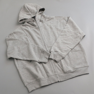 纯棉灰色大口袋连帽卫衣外套女春秋毛圈棉高级感宽松慵懒风拉链衫