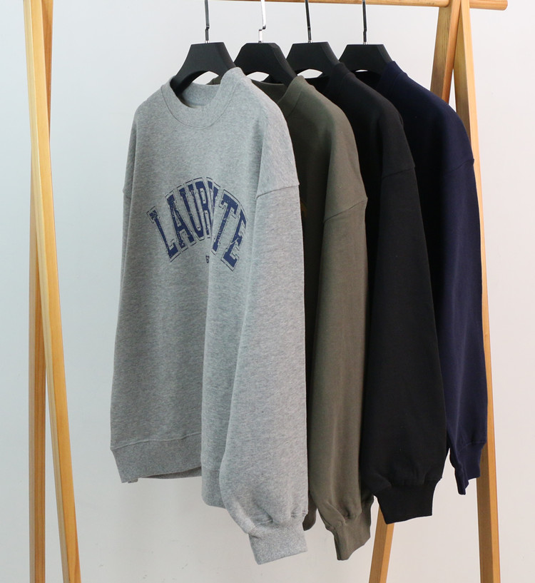 美式复古纯棉卫衣男女情侣装2023春季新款毛圈棉印花休闲套头衫