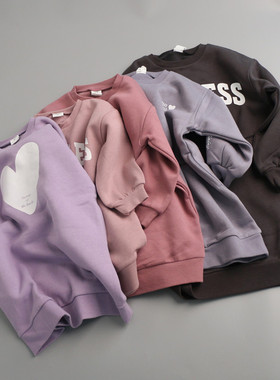 19132女童中长款印花加绒卫衣  2025女宝秋冬宽松版卫衣裙100-160