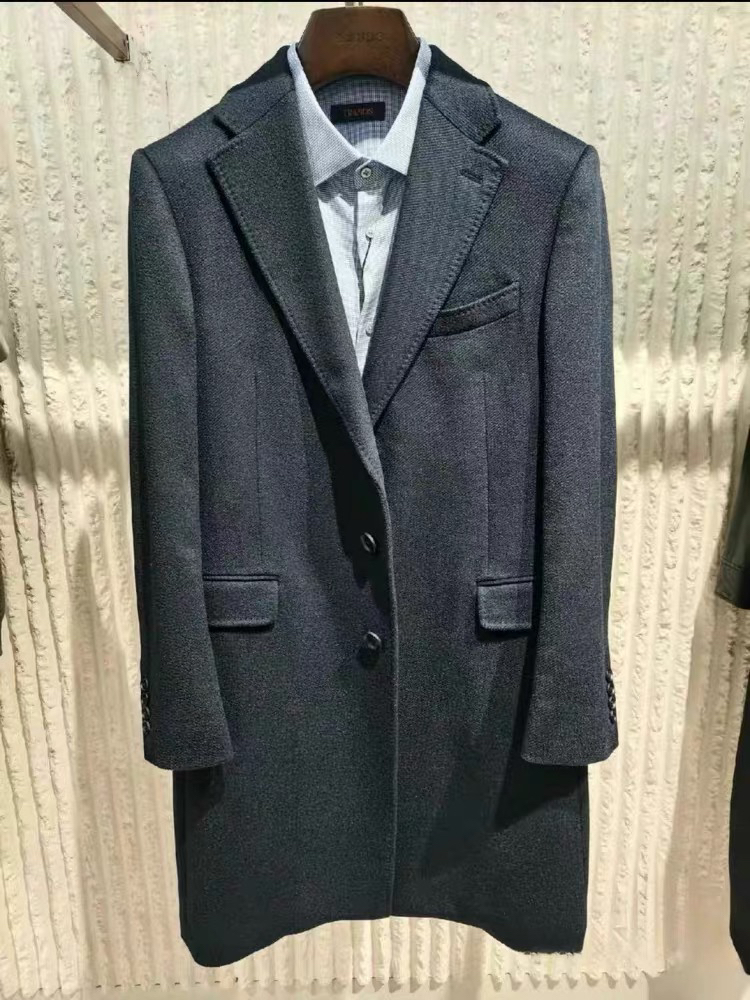 男士大衣TRANDS大杨创世品牌意大利进口哥伦布山羊绒面料深海蓝色