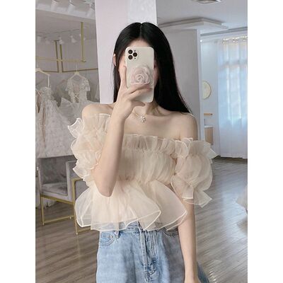 一字肩纯欲小衫女2025春夏新款