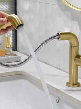 意大利GESSI龙头简约拉丝金枪灰色旋转升降全铜面盆洗脸盆水龙头