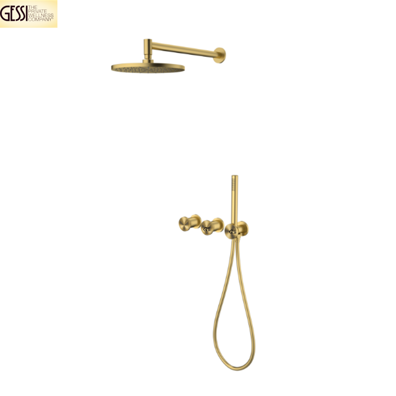 意大利捷仕全铜极简金色暗装入墙式淋浴花洒吊顶埋墙玫瑰金花洒