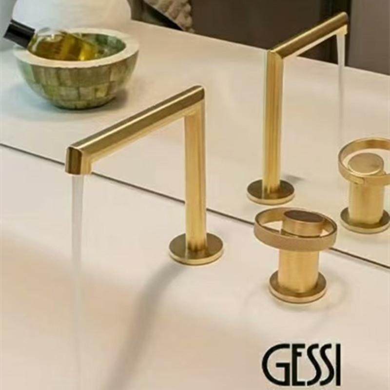 意大利gessi面盆水龙头双孔全铜冷热水龙头洗脸面盆戒指龙头捷仕