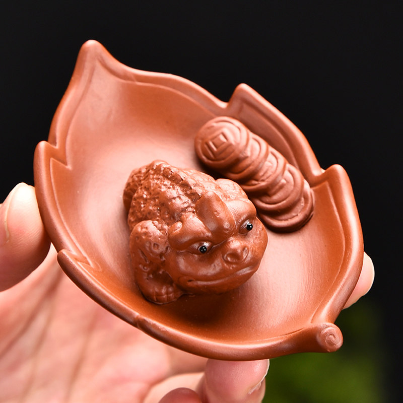 茶宠紫砂创意可养金蝉迷你落叶陶瓷招财个性茶玩茶虫茶道配件摆件