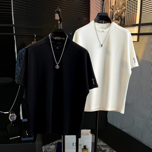 日韩风简约气质百搭男士T恤高级感时尚轻奢夏季半袖宽松男装短袖