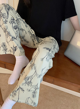 长裤女士纯棉睡裤大码可外穿