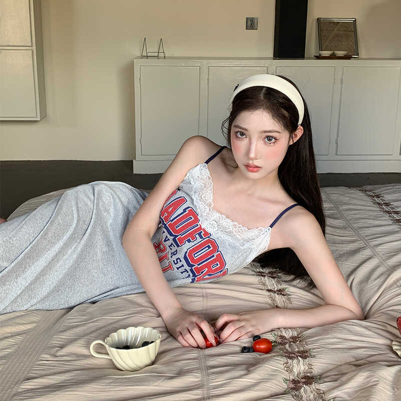 夏季家居服性感甜美中长款睡裙
