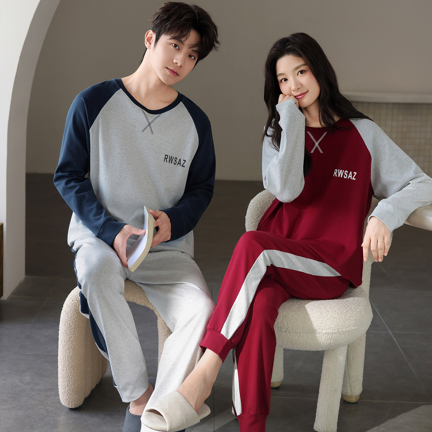 情侣睡衣秋冬季新款纯棉长袖长裤男女款时尚百搭家居服套装可外穿