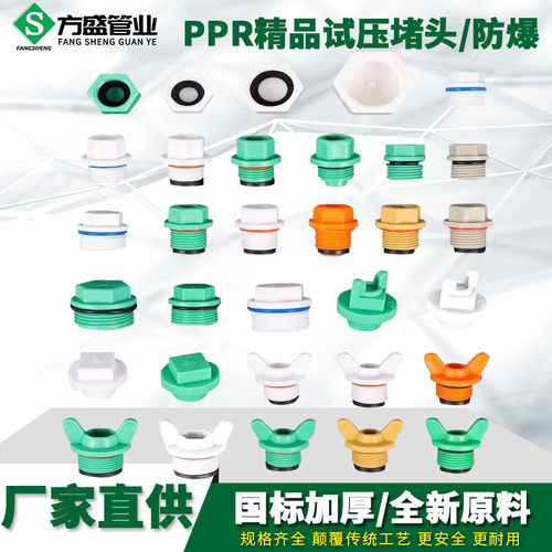 PPR试压堵头外丝加厚带皮圈管帽
