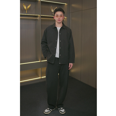 百搭翻领休闲单排扣男士衬衫夹克