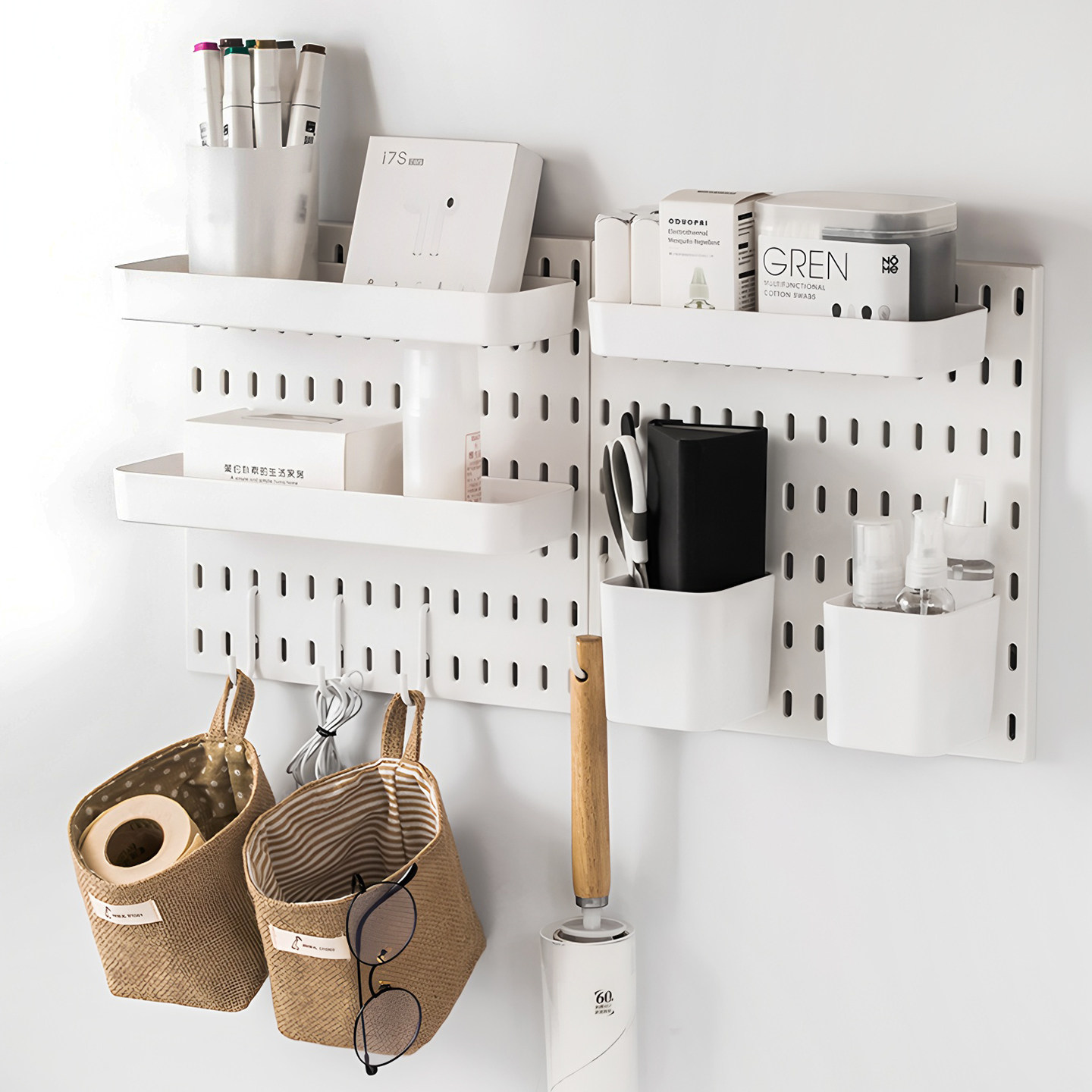 适用于宜家洞洞板配件专用挂钩置物架收纳盒金属红酒杯架插头挂架