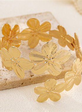 简约双层交叉金属格纹手镯