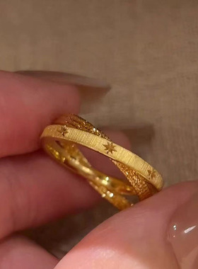 双层一体式星芒戒指女简约小众设计时尚百搭食指戒秋冬新款指环