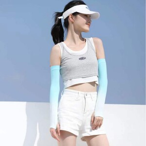 春夏防晒冰丝袖套男女同款纯色渐变色护袖户外骑行防晒冰袖套