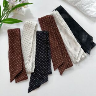 ins风2米波点细窄高级感领巾领带丝巾女头巾扎发飘带腰带包包缠带