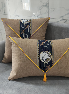 新中式创意实木沙发抱枕加厚长方形腰靠枕古典中国风床头客厅靠背