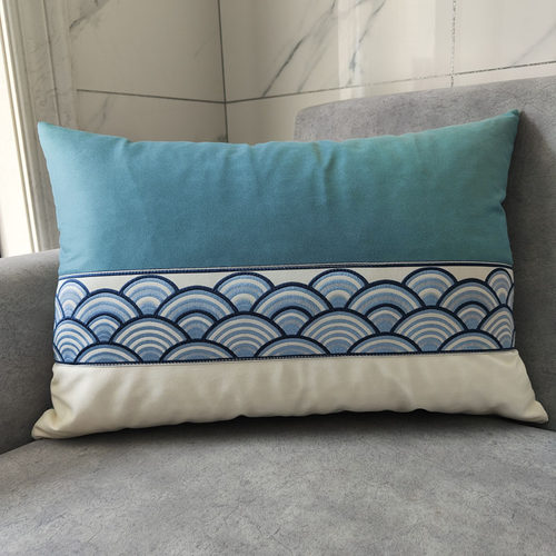 新中式沙发腰靠枕简约现代长方形靠枕古典中国风客厅床头腰靠垫